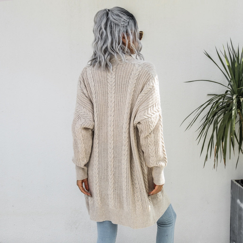 Autumn and winter new loose casual fried dough twist knitting cardigan coat