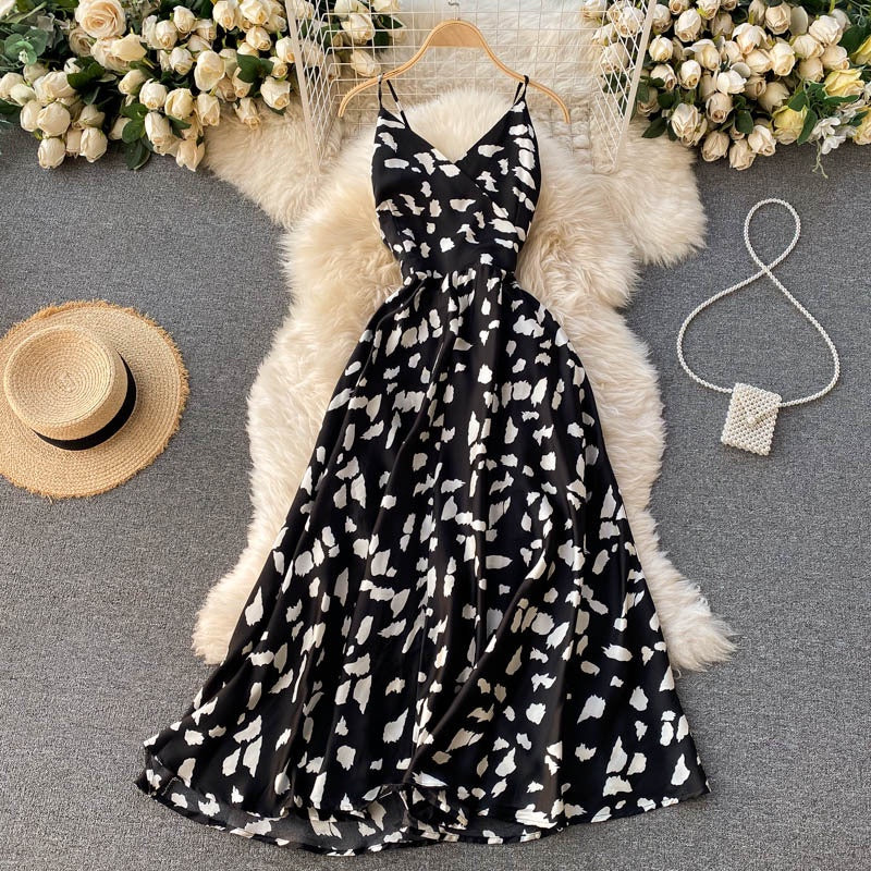 Dinner Dress V Neck Sexy Off Shoulder Slim Ink Spotted Dress GOUPILLIER Dinner Dress V Neck Sexy Off Shoulder Slim Ink Spotted Dress GOUPILLIER